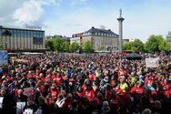 Joint strike meeting at the main square in Trondheim for members of the trade unions on strike.